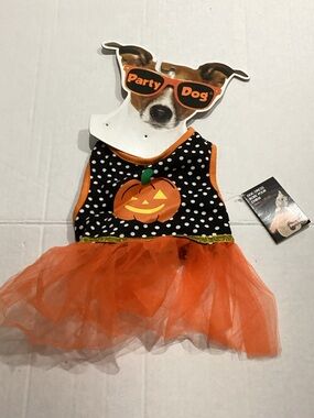 Party Dog Pumpkin Tutu Dress for Dogs - Orange & Black